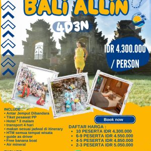 Paket All-in Bali 4D3N 2-3 Orang