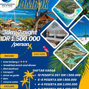 Paket Trip Lombok Murah 3 Hari 2 Malam 2-3 Orang