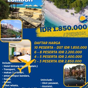 Paket Trip Lombok Murah 4 Hari 3 Malam 2-3 Orang